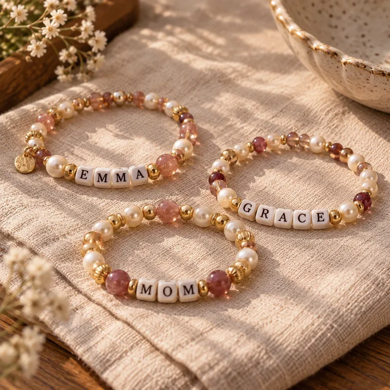 Handmade name bracelets with letter beads